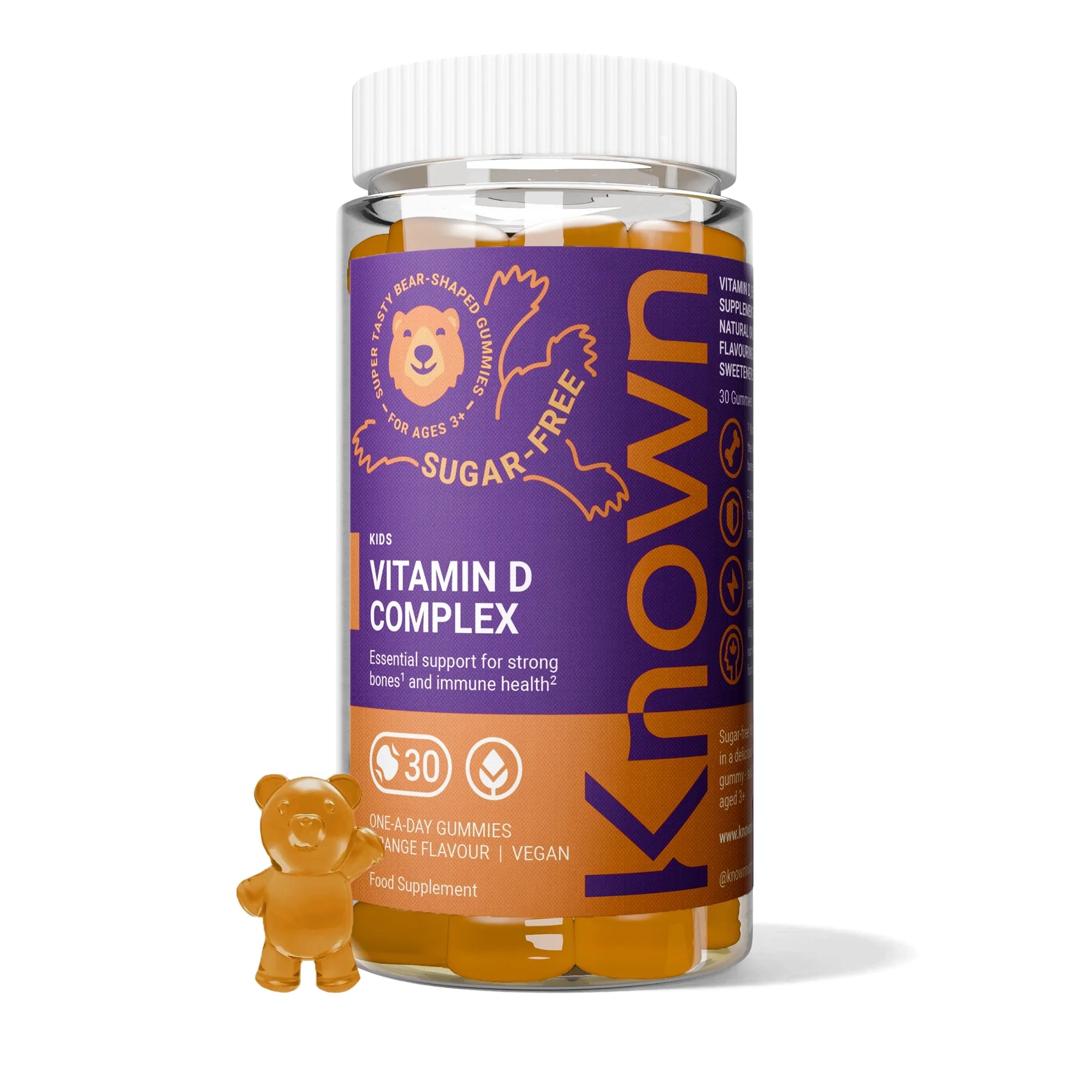 Known Kids Vitamin D Complex Gummies – Bone & Immunity Support – Sugar‑Free Vegan Supplement
