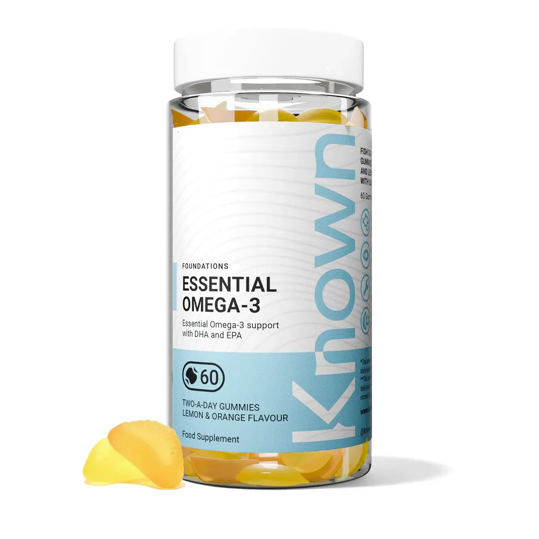 Essential Omega‑3 Gummies – Lemon & Orange Flavour , 120mg Omega 3 with DHA & EPA- Heart, Brain & Eye Health Support – Delicious Daily Wellness Supplement