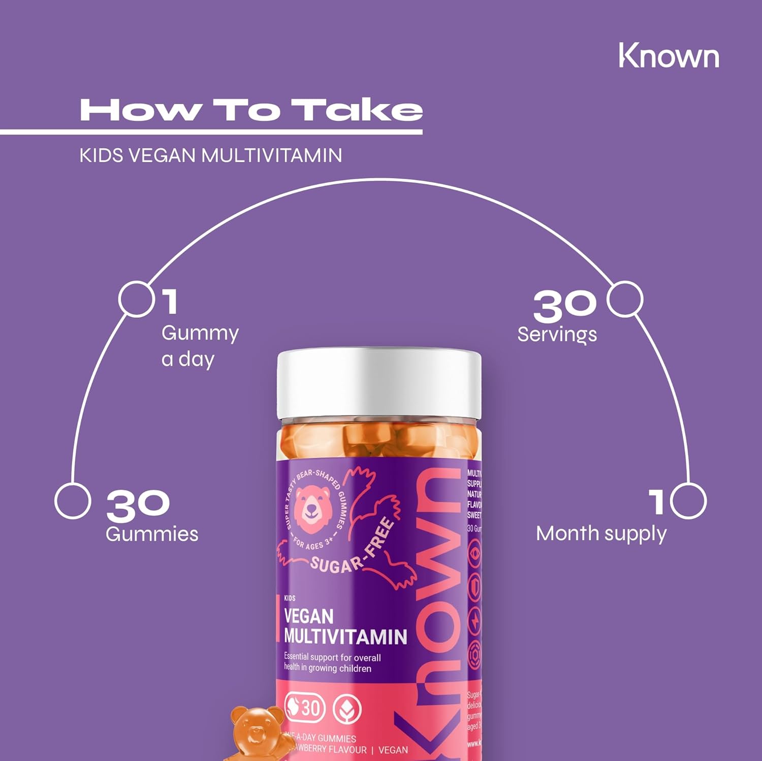 Kids Multivitamin Complex Gummies – Sugar‑Free – Vitamin C & B6 – Immune, Energy & Wellbeing Support – Natural Strawberry Flavour – Vegan