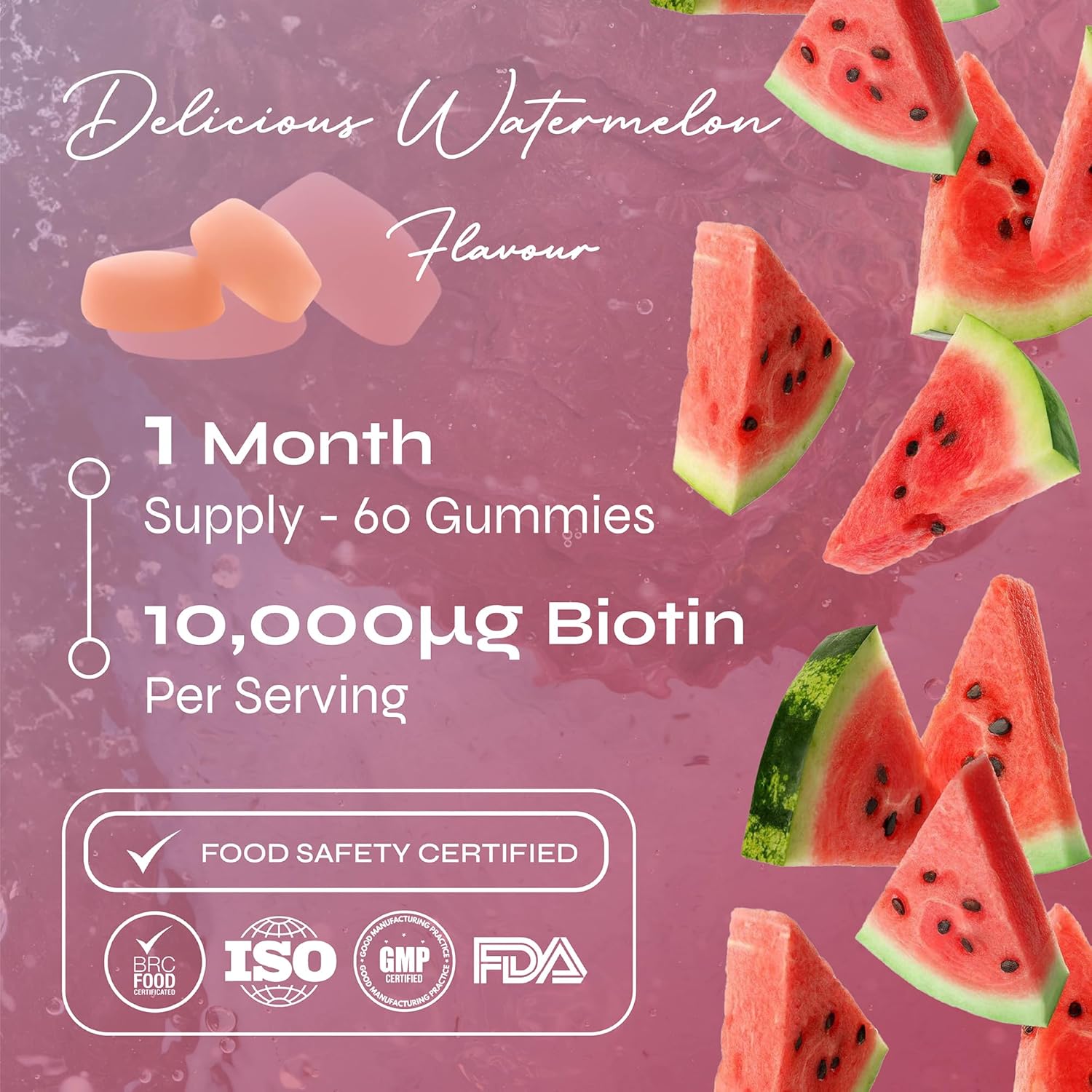 Biotin (Vitamin B7) 10,000 µg Gummies – Hair, Skin & Nail Support – Vegan Formula