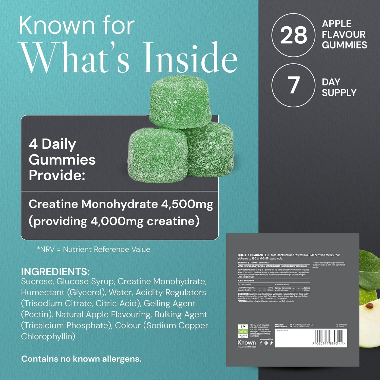 Creatine Gummies - Sour Apple flavor 7 Days Servings