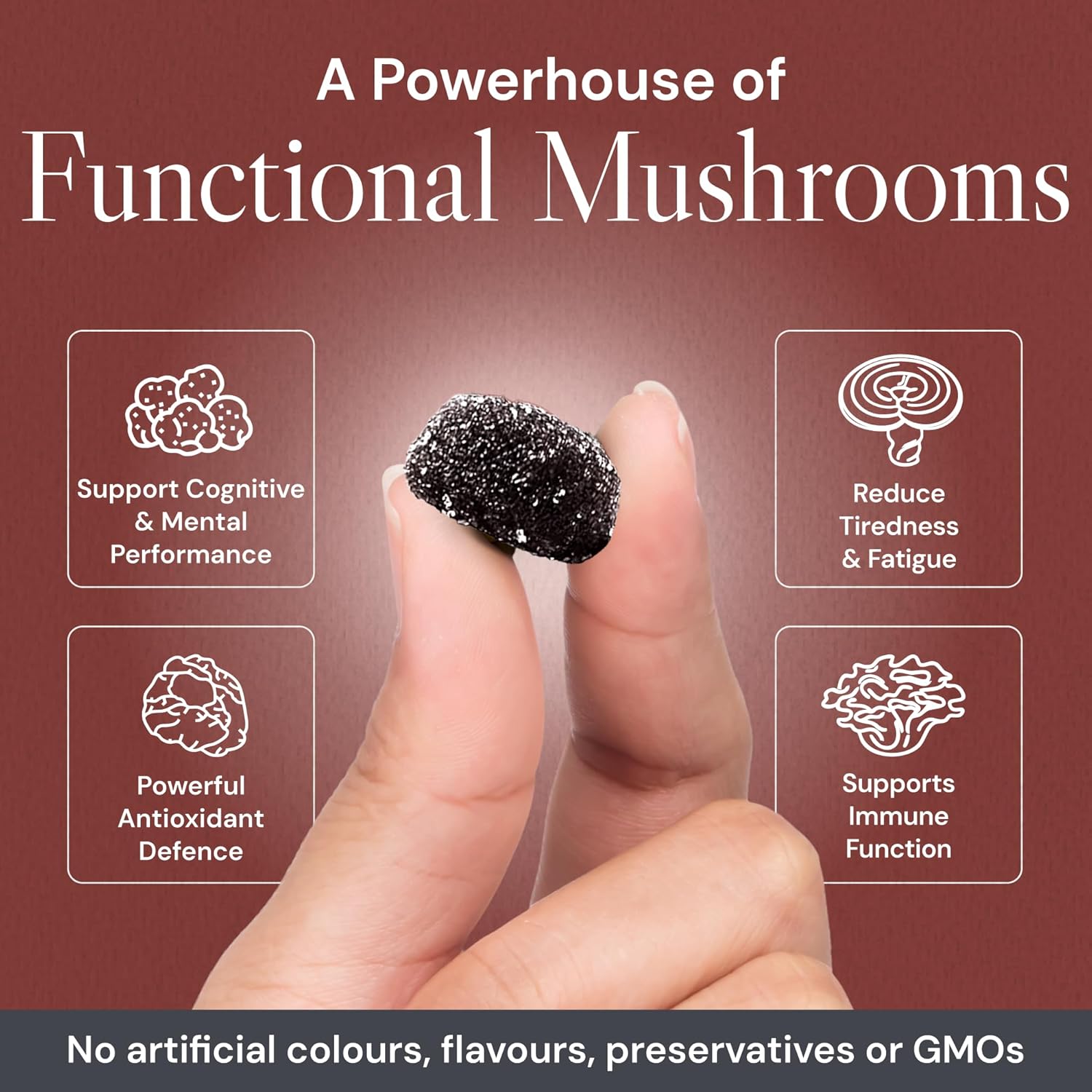 High Strength Multi Mushroom Gummies – 10 Mushroom Blend for Focus & Energy