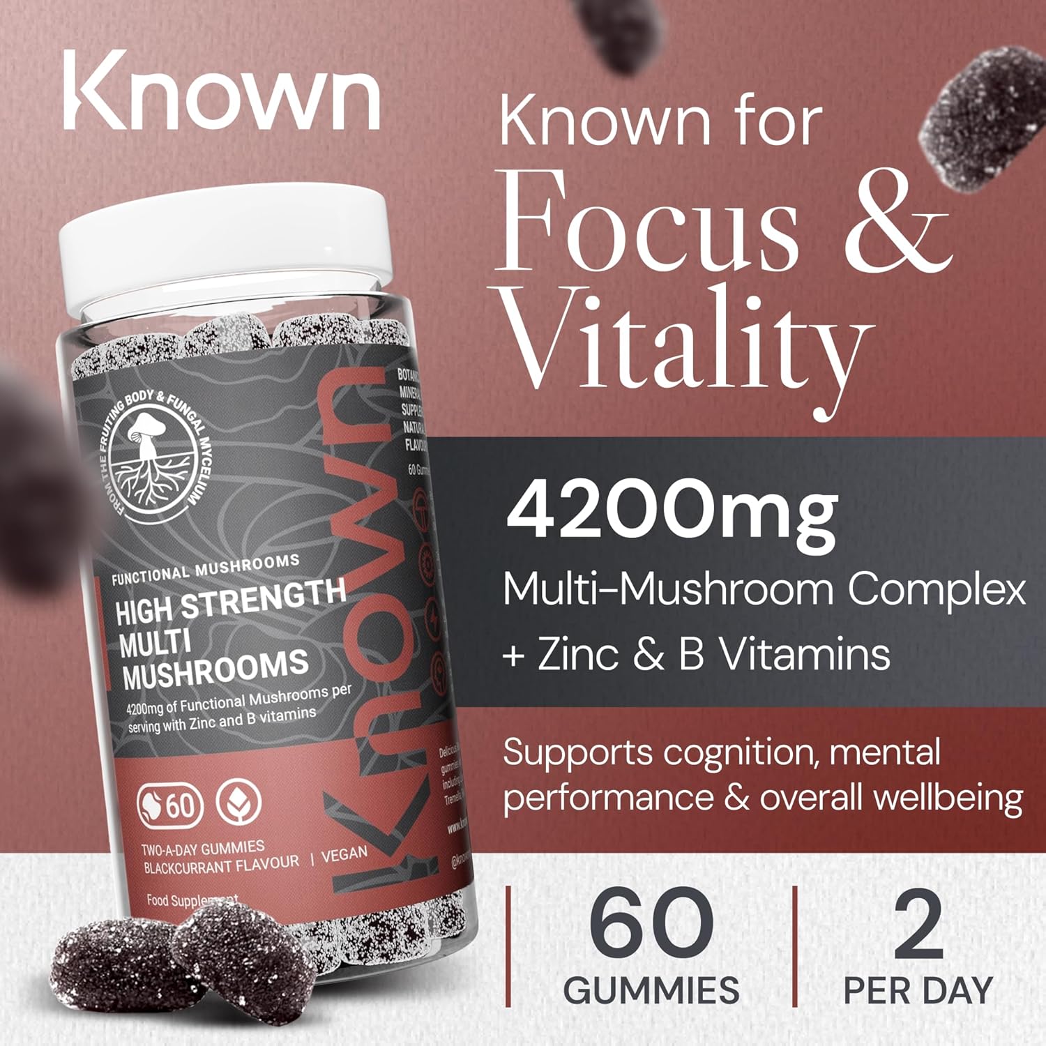 High Strength Multi Mushroom Gummies – 10 Mushroom Blend for Focus & Energy