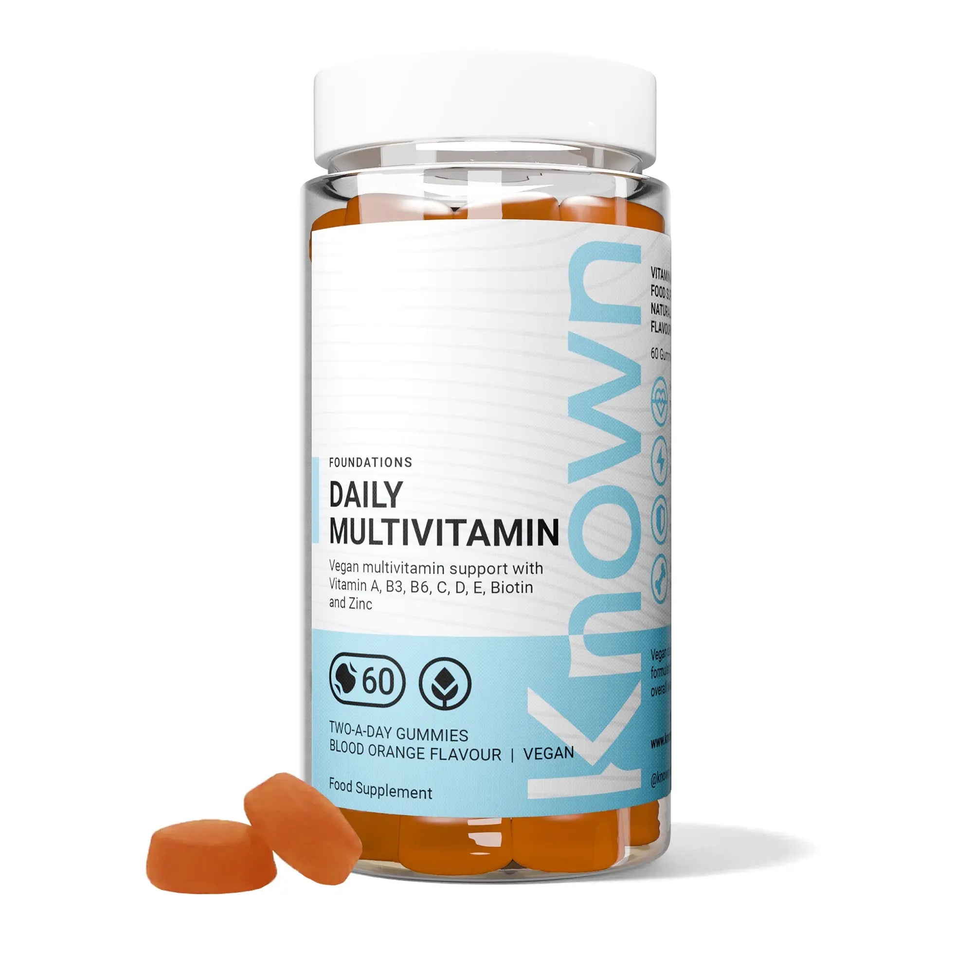 Daily Multivitamin Gummies – Blood Orange Flavour – with Vitamin A, C, D, E, B6, Biotin, Zinc & Iodine 