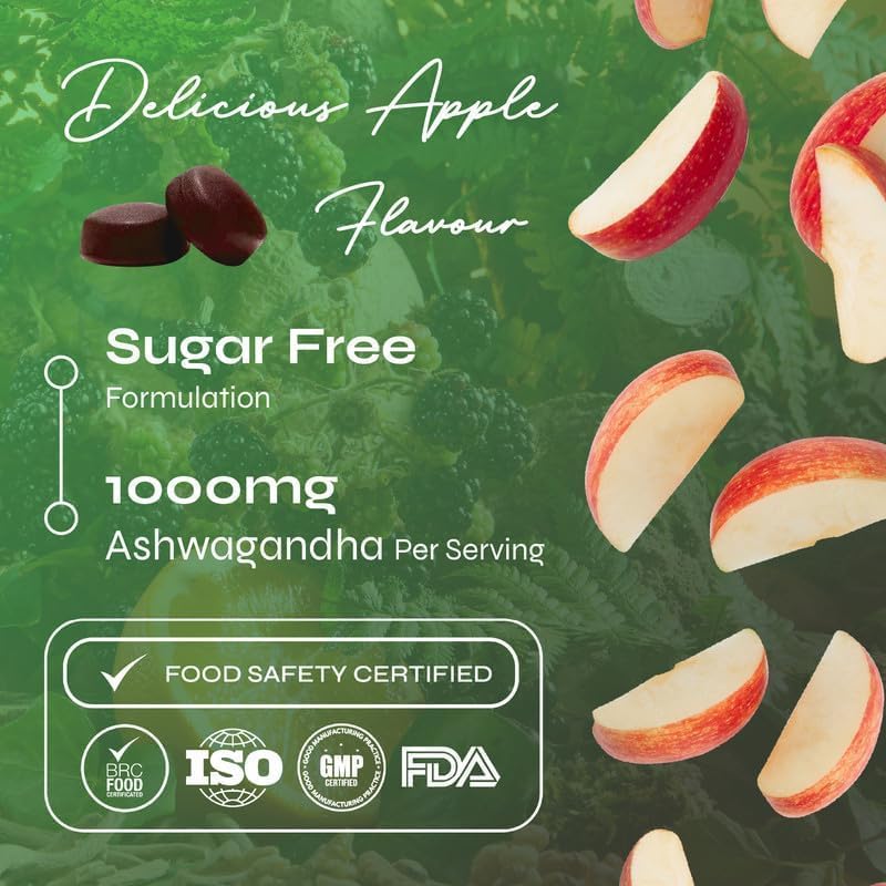 Ashwagandha 1000 mg Gummies – Sugar Free Stress Relief & Wellness Support - Root Extract with Vitamin B6 – for Men & Women