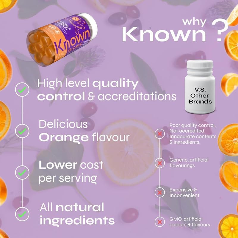 Known Kids Vitamin D Complex Gummies – Bone & Immunity Support – Sugar‑Free Vegan Supplement