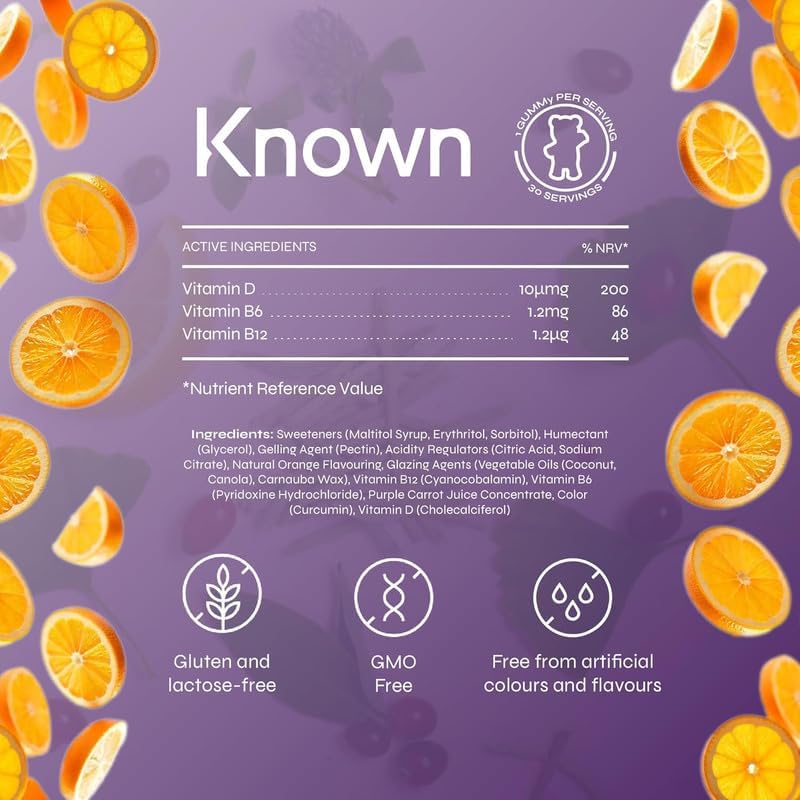 Known Kids Vitamin D Complex Gummies – Bone & Immunity Support – Sugar‑Free Vegan Supplement